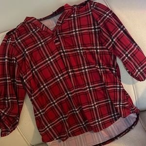 Red plaid patterned top